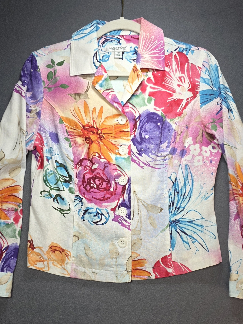 Colorful Floral Button-Front Jacket - Multicolor